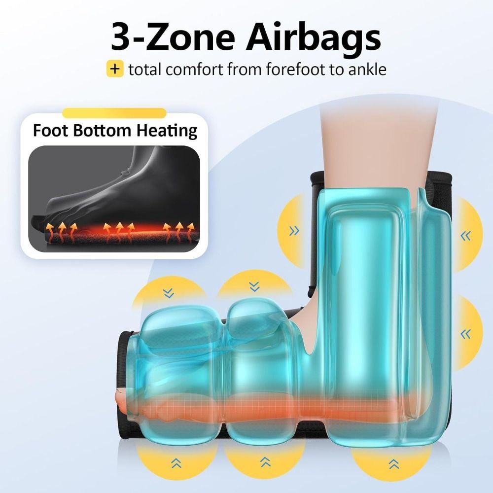 Air Bag Compression Foot Massager Heated Electric Massager Pressure Rechargeable Massager Spa