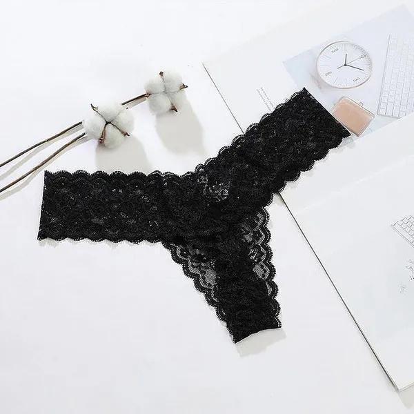 

Женские кружевные трусы SeamlessIce Silk Underpants Comfortable Panties Underwear Flower Edge Bikini Underwear M чёрный