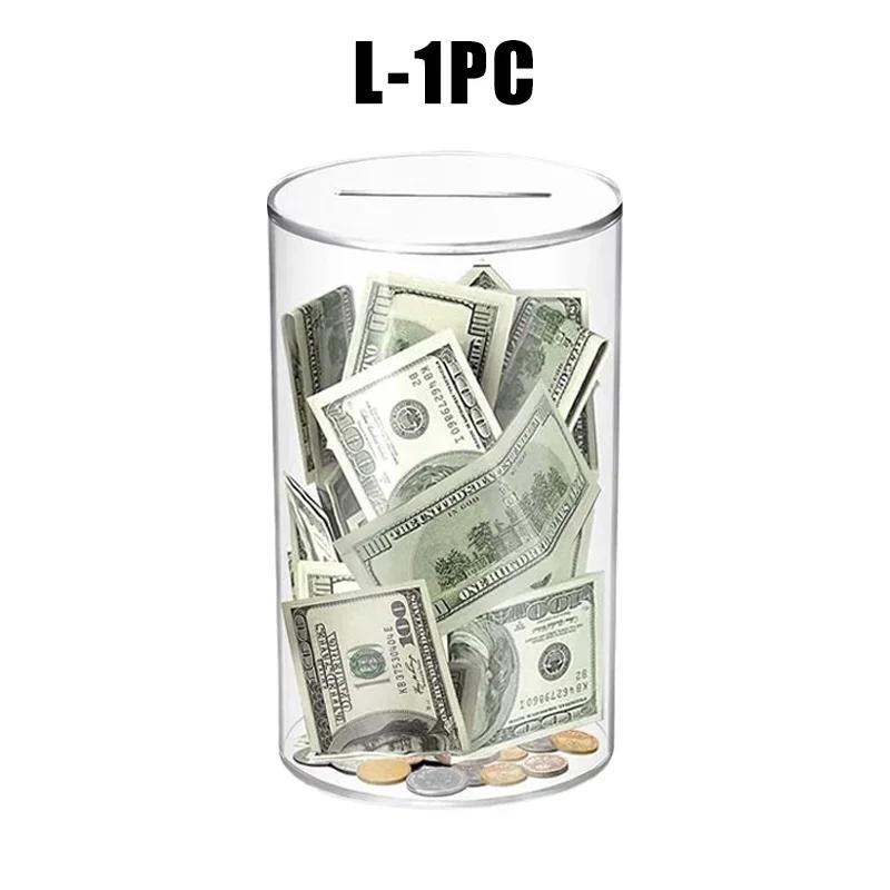 Modern Acrylic Money Jar Piggy Bank Child-Safe Unopenable Design Transparent Coin Savings Container Home Decor Desk Organizer
