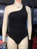 Eine Schulter Frauen Ein Stück Badeanzug Schwarz Weibliche Bademode Retro Schwimmen Anzug Bandage Badeanzug Bademode
