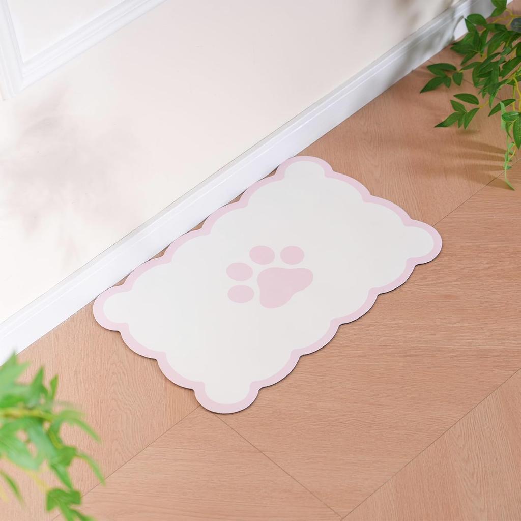 Kaseremy Pet Feeding Mat for Cats and Diatomaceous Cute Easy to Clean 40 x 60 Dogs, Earth, Non-Slip, Placemat, Absorbent, Quick-Drying, Asbestos-Free,