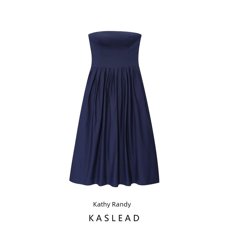 Kaslead New Women Clothes Western Style Fashion Simple Poplin Tube Top Dress 4661219