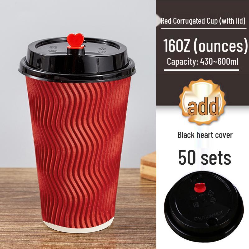 Copo de Café Descartável de Camada Dupla com Tampa: Antiescaldante, Ondulado em Forma de S para Bebidas Quentes e Chá de Leite