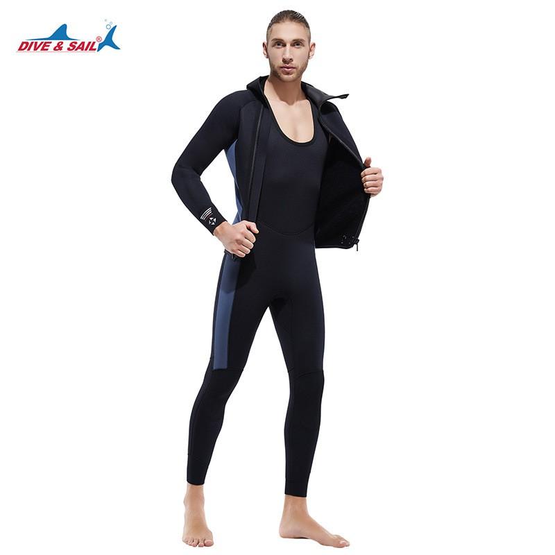 5MM Diving Suit Split Hooded Velvet Cold-proof One-piece Vest Snorkeling Surfing Set