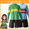 Hoge Kwaliteit Undertale Frisk Chara Kostuum Outfit Met Ademend Spandex Materiaal