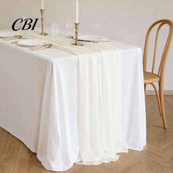 Chiffon Table Runner Sheer Flowing Runner, Wedding Elegant Solid Color Charming Dining Accessory for Home Bridal Shower Party Decor
