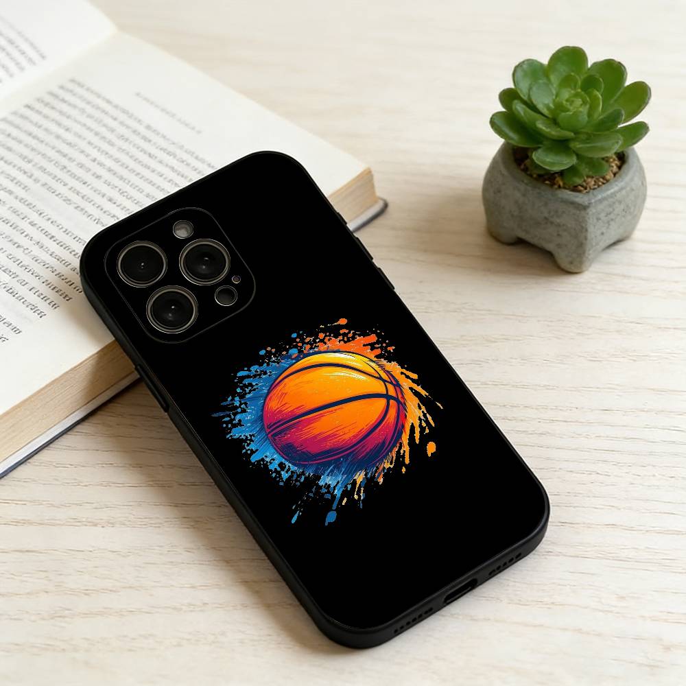 

basketball Painted Phone Case For iPhone 17, 16,15,14,13,12,11 Plus,Pro Max, Others Soft Black Cover iPhone16