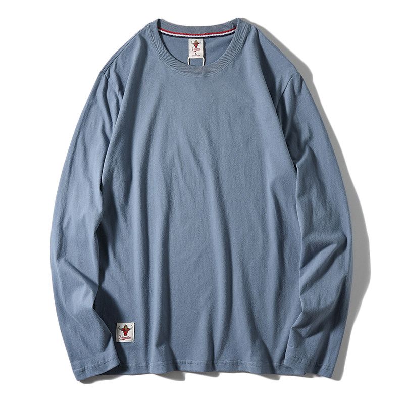 Export Tail Order T-Shirt Men's Long Sleeves Pure Cotton Autumn American Fashion Brand Bottoming Shirt Cut Label Original Order Menswear Clothing