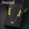 Collar Atoztide Personalizado con Múltiples Nombres para Mujer, Gargantilla Personalizada con Ojo Azul de Zirconia, Cadena de Acero Inoxidable, Joyería, Regalo