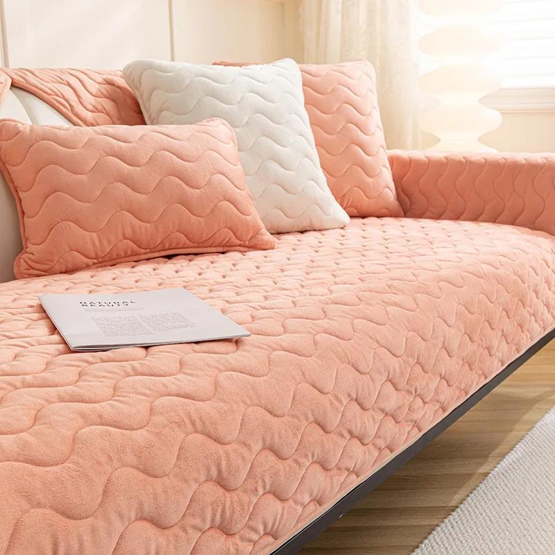 Роскошные короткие плюшевые нескользящие чехлы для диванов — фото 12