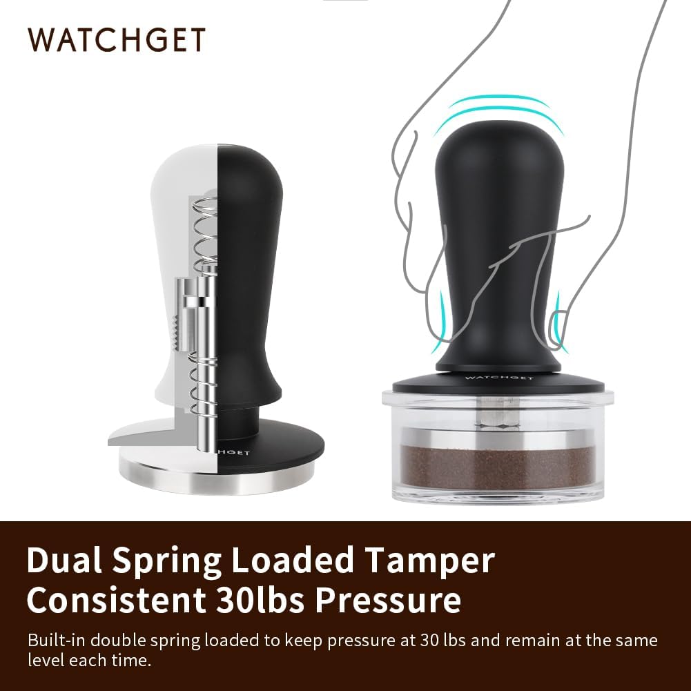 watchget 58mm Espresso Stainless Steel Coffee 30lbs Constant Pressure with Flat Calibrated Coffee Espresso Accessory for for and Commercial Use
