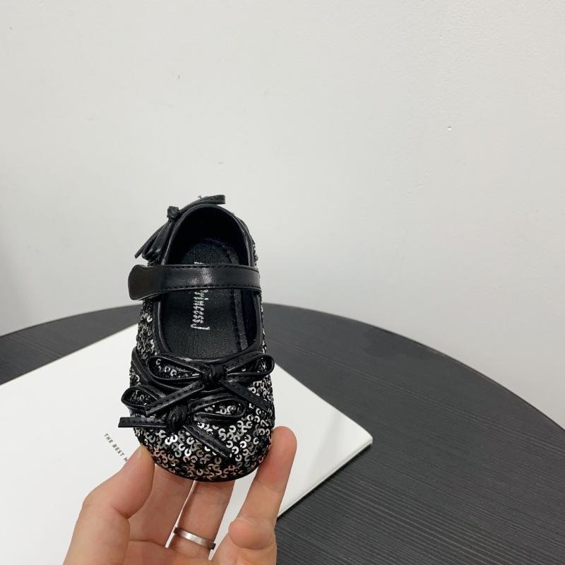 Girls' Bowknot Princess Shoes Baby Girl's Sequined Small Leather Shoes Soft Sole Non-slip Shoes