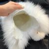 Real Fox Fur Ear Protection Hat Thickened Warm Fur Woven Hat Cute Hairball Knitted Hat Cartoon Velvet Millinery Hat