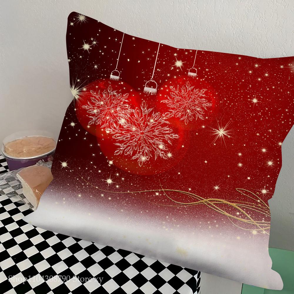 Red Christmas Pillow Case Fashion Square Pillowcase Bedroom Sofa Room Ins Decoration Leisure Cushion Cover 40x40