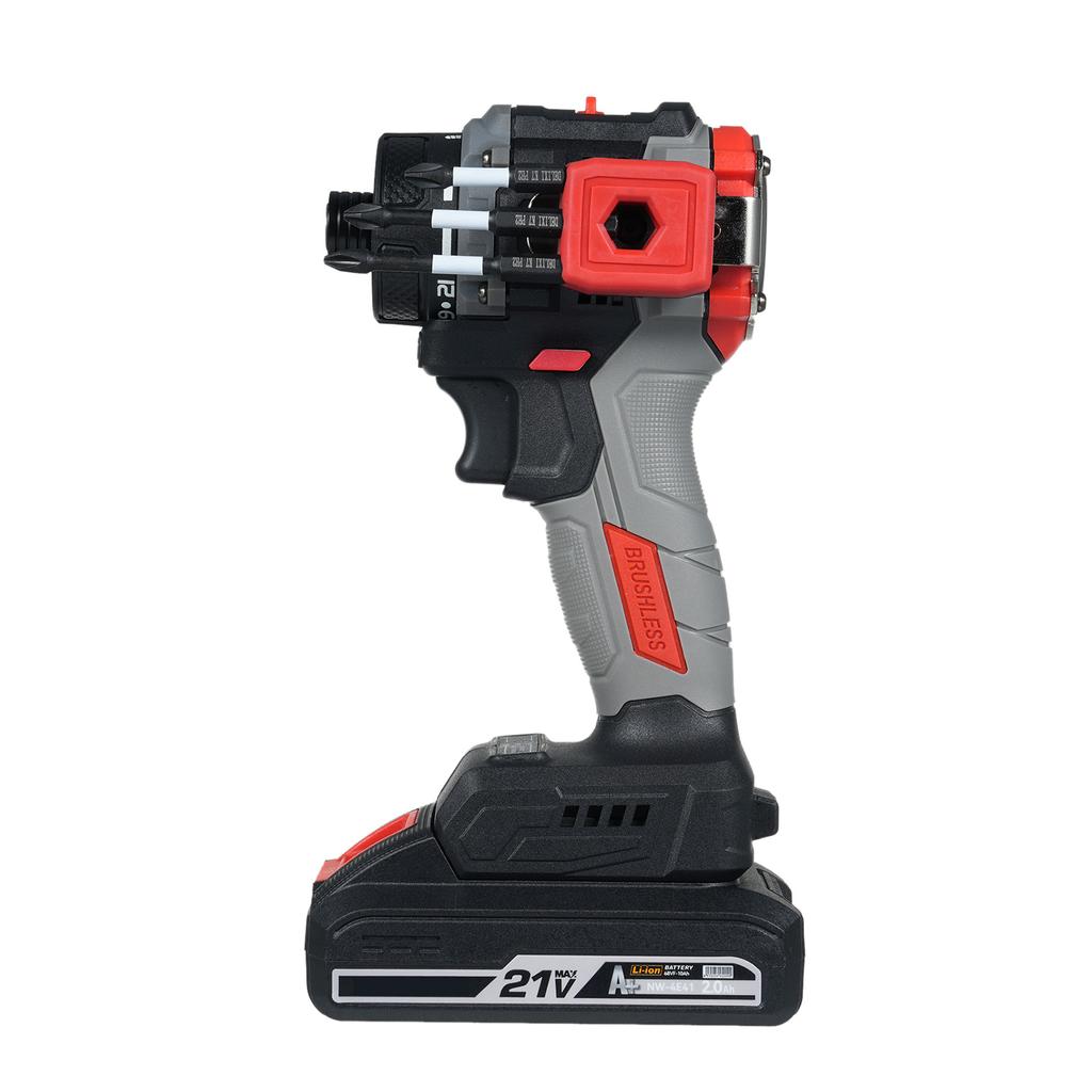 21V Electric Screwdriver 2in1 Impact Driver + Hammer Brushless Rechargeable Power Screwdriver