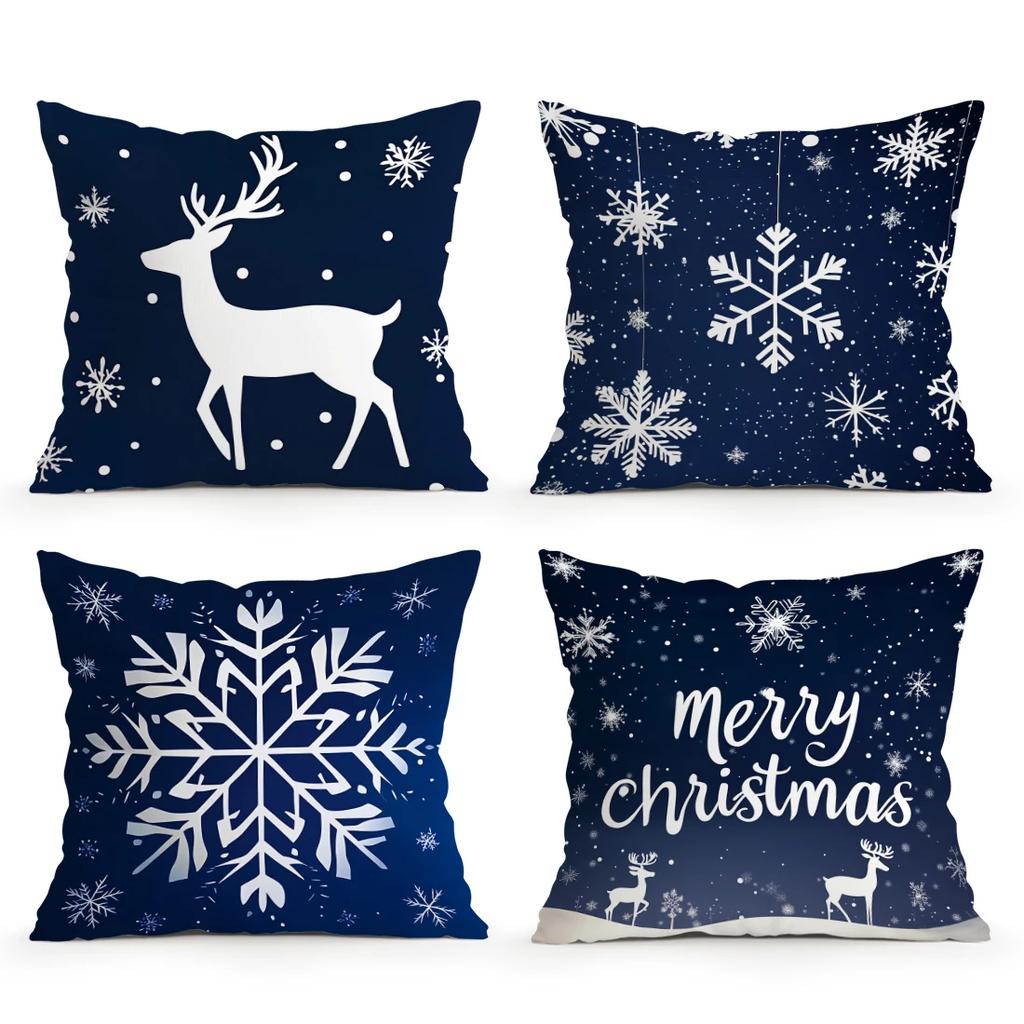 Christmas Snowflake Cushions Pillowcase Polyester Cushion Cover Throw Pillow Pillowcover Home Car Sofa Decor