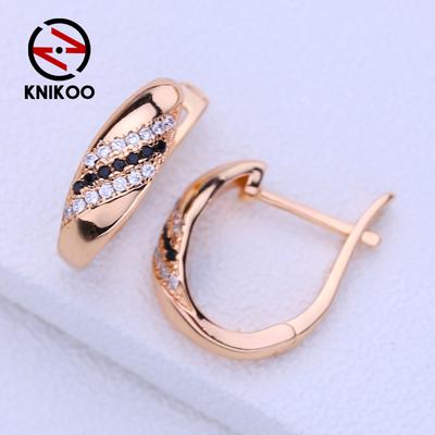 Clip Earrings For Women Fashion Black Cubic Zirconia Stud Earrings Jewelry For Wedding Party Gifts