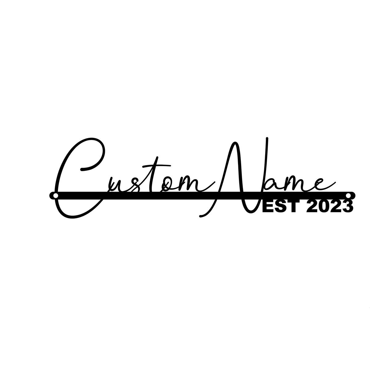 Metal Sign Wall Decor, Personalized Name Plate for Home, Family Name Metal Art чёрный
