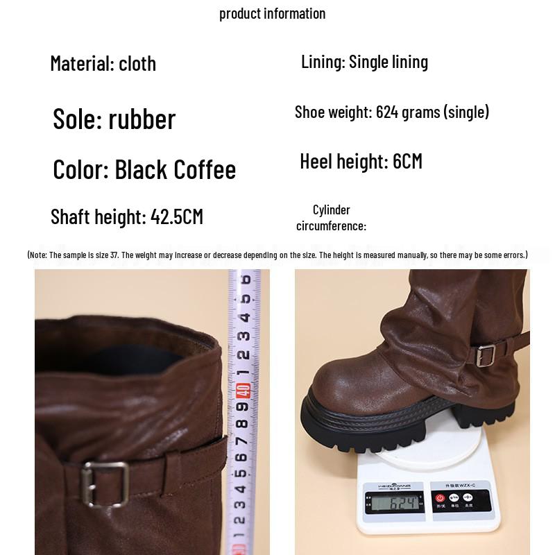 2025 New Women's Retro European-Style Over-the-Knee Boots with Thick Soles and Buckles