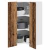 Hanging Corner Cabinet Vintage Wood & White 57 X 57 X 100 Cm Engineered Wood
