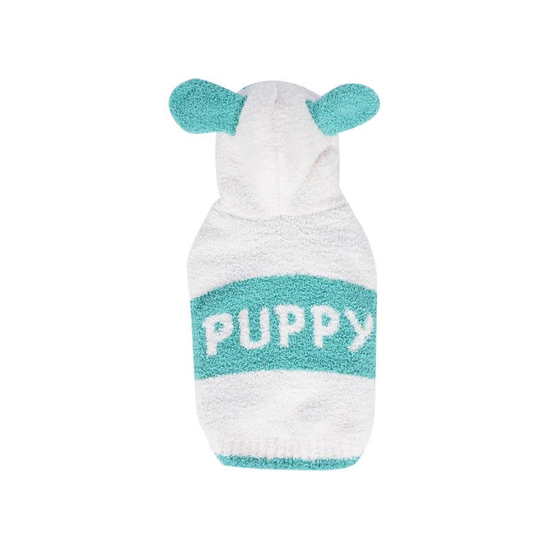 

Dog clothes autumn and winter hooded warm half-edge fleece knitted sweater childlike three-dimensional sleeveless two-legged dog sweater 2XL зелёный