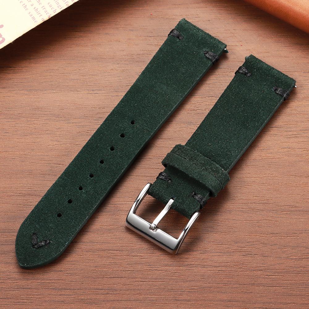 Genuine Suede Leather Watch Strap Vintage Brown Watch Band 18mm 20mm 22mm Quick Release Watchband for Omega Business Wristband