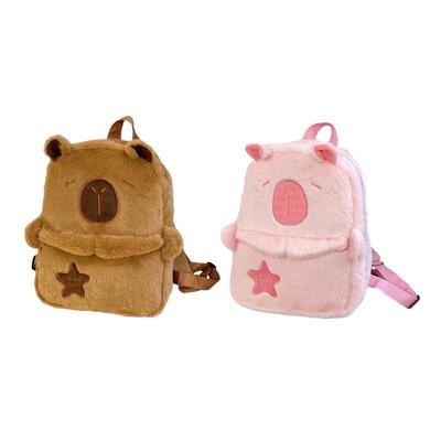 Capybara Plüschrucksack Für Tierliebhaber Und Studenten Schultasche Praktischer Stoff Und Mehrere Fächer