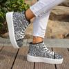 Luxury Sequined Thick Bottom Skate Shoes Women 2025 Autumn Round Toe Lace Up Casual Shoes Comfort Soft Sole Non Slip Sneakers