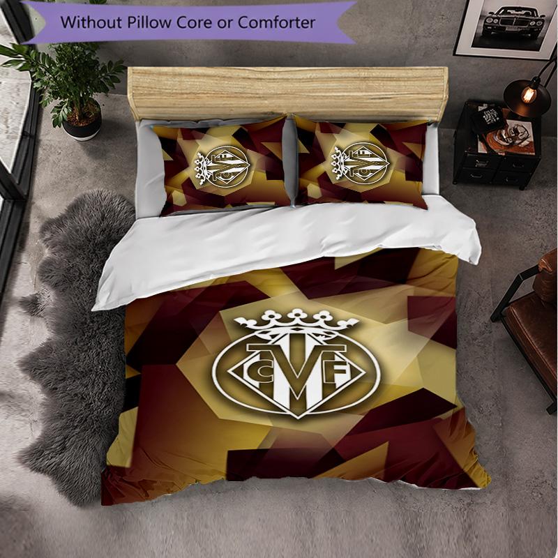Villarreal FC Themed Bedding 3Pcs Duvet Cover Set Decorative Bed Linen For Teen Room Home Decoration