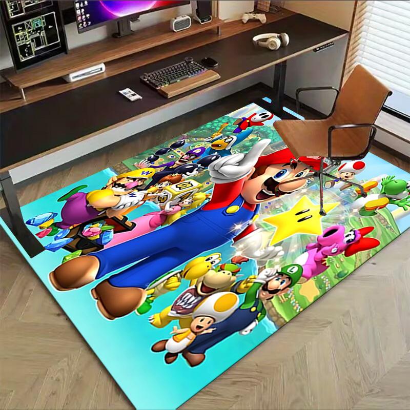 1pc Super Mario Bros Team Carpet for Playroom Bedroom Living Room Sofa Home Decor,kids Game Area Rug Non-slip Floor Mat Y72914