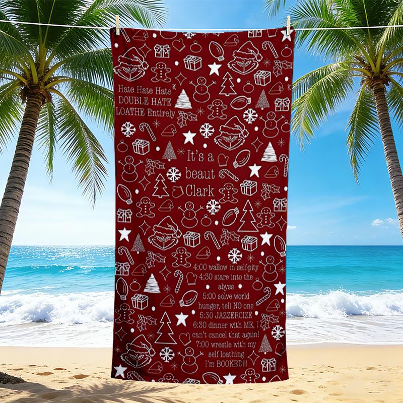 1Pc Christmas Greetings Card Beach Towel Quick Dry Multiuse For Beach Pool Gym Yoga Home Travel Christmas Halloween Xmas Gift S177