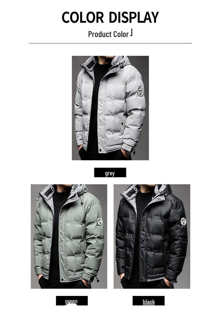 2024 Men's Hooded Winter Jacket: Trendy Warm White Duck Down Thick Fabric