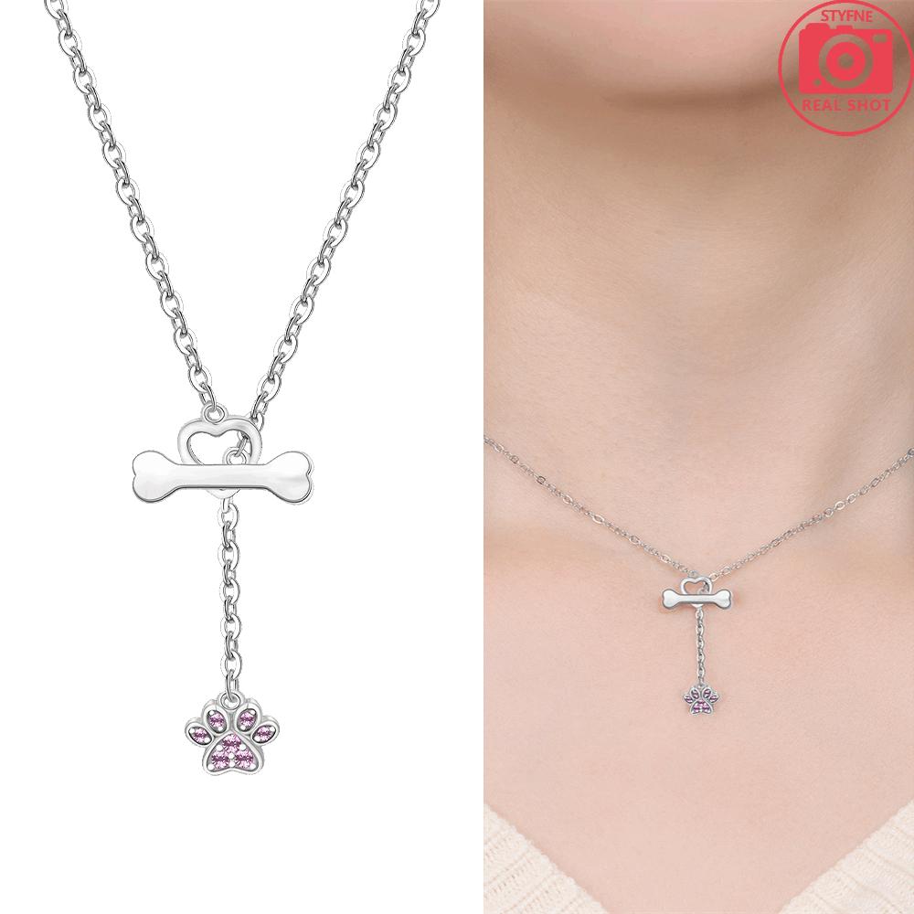 925 Silver Bone Claws Necklace Pink Butterfly Crown Rose Gold Woman's Necklace Jewelry Anniversary Valentine Gift