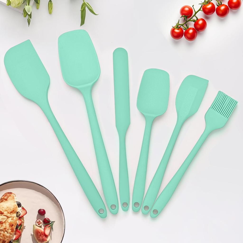 6 Pieces Silicone Spatula Set, Rubber Spatulas Silicone Heat Resistant Spatula Set for Kitchen Use, Food Grade Rubber Spatula with Ergonomic Grip,