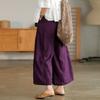 Women Summer Spring Pants Wide Leg Oversized Straight Solid Color Elastic Waist Match Top Pockets Deep Crotch Lady Ninth Pants Lady Garment