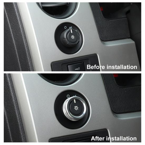 Scheinwerferschalter Knopf Zierring Innenraumzubehör für Ford F150 09-14 Silber