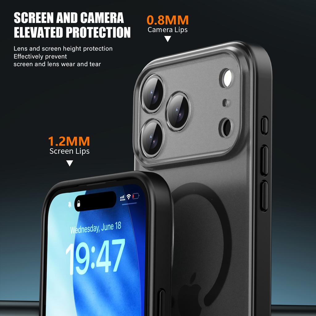 IPAKY For iPhone 17 Pro Max Magnetic Case Shockproof PC+TPU Matte Phone Cover