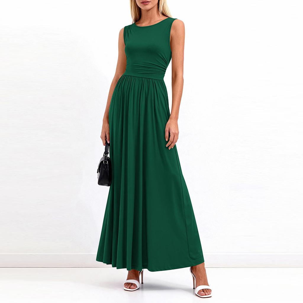 Elegancka i stylowa damska sukienka bez rękawów z plisami