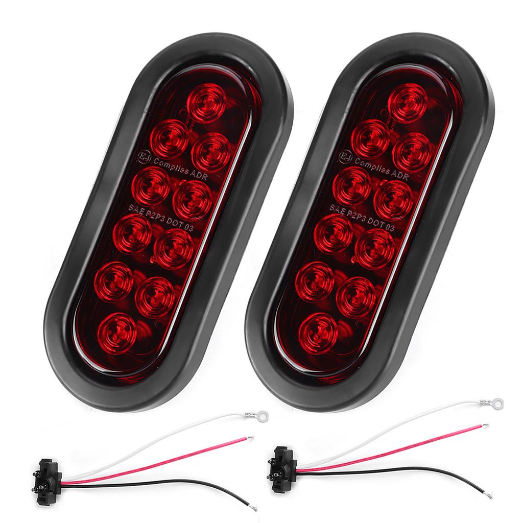 2 Stück 10-LED Seitenmarkierungsleuchte 6 Zoll Rot Oval Wasserdichte LKW-Rückleuchte Aufsatzmontage