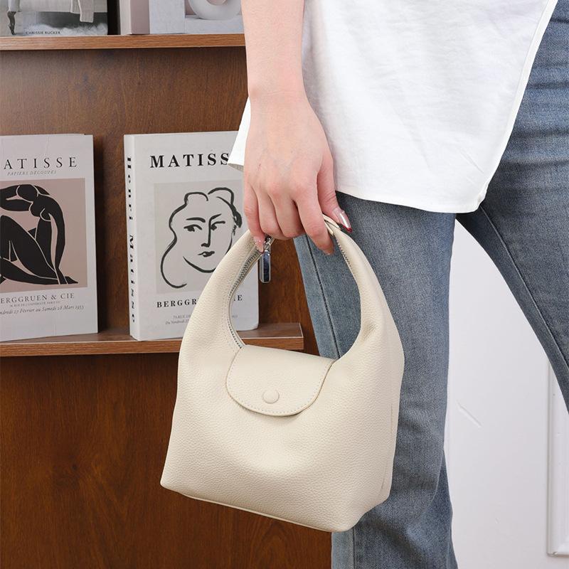 New first-layer cowhide Hobo portable lunch box bag, premium leather crossbody shoulder women s bag LP dumpling bag жемчужина белый