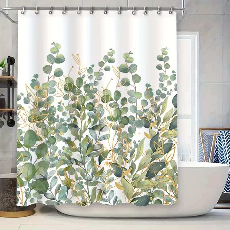 

Modern Geometric Shower Curtain: Gold Green Abstract Design For Bathroom Decor Upgrade Your Space With This Bold Print Fabric Ba W60H190(CM)-1 Pcs