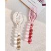 Glass Beads Pastry Glass Tableware Spoon Fork Creative Primary Color Pink Green Glass Spoon Spoon Household