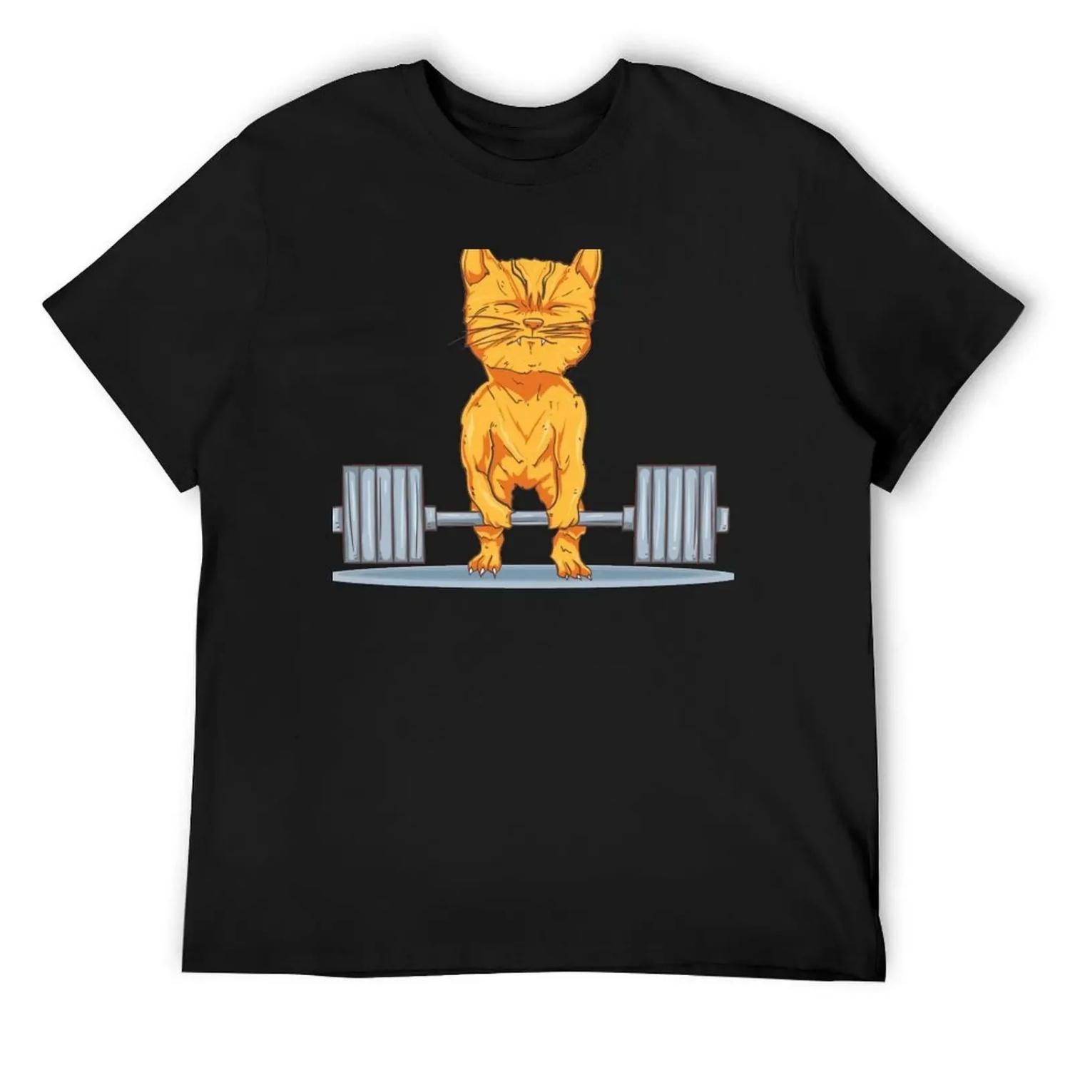 ТРЕНИРОВКА_ Футболка Cat Deadlift для мальчика больших размеров смешные костюмы аниме футболки мужские XXXXXL чёрный