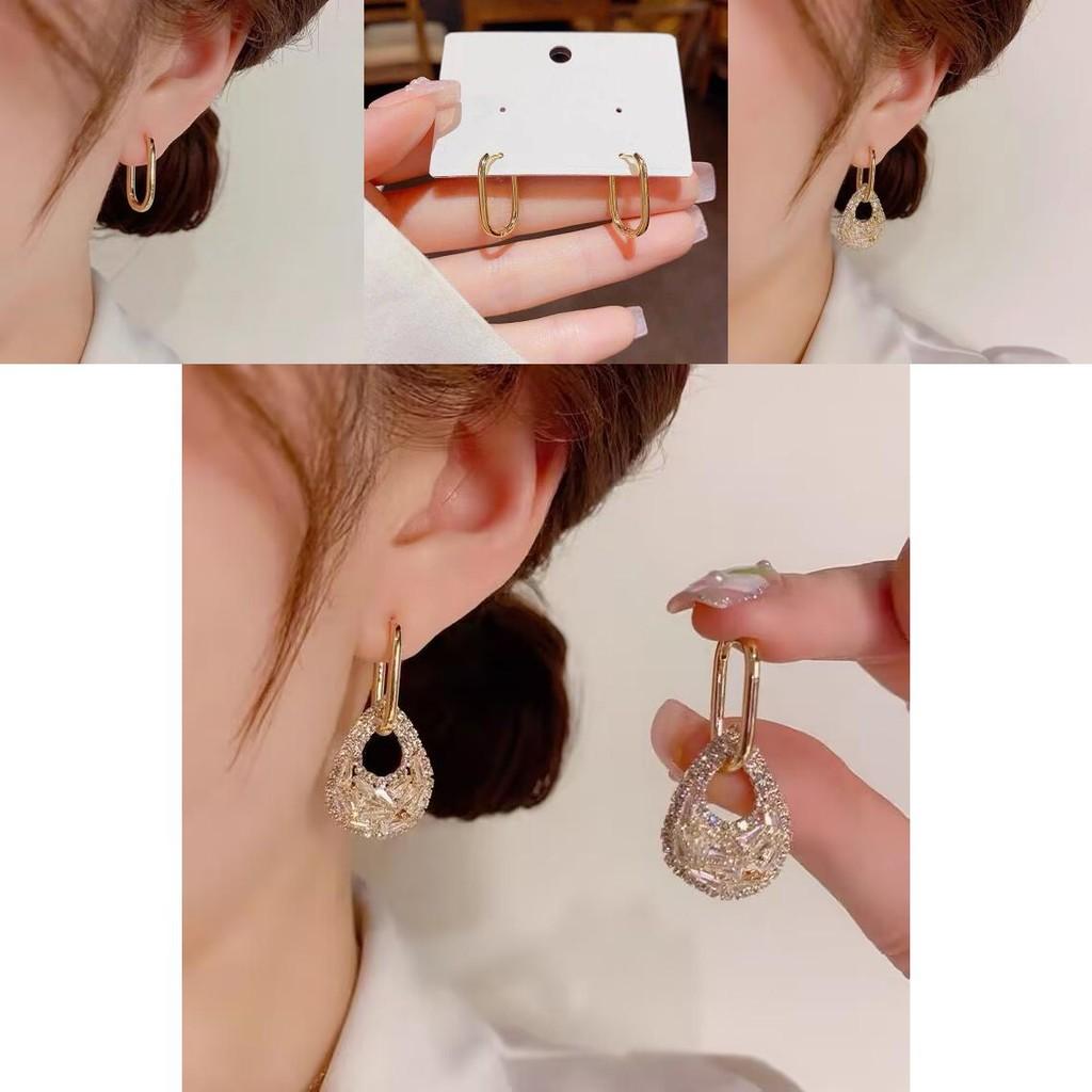 Schicke Wassertropfen-Kupferohrringe mit dicker 14-karätiger Goldplattierung und funkelndem Zirkonia