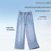 Girls' Crew Neck Sweatshirt & Embroidered Denim Pants Set