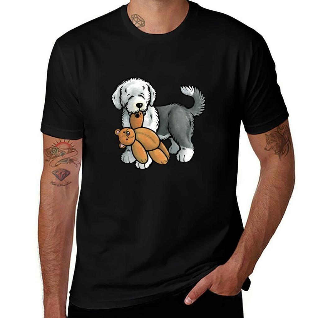 Old English Sheepdog Puppy TShirt Big and Tall Casual TShirt