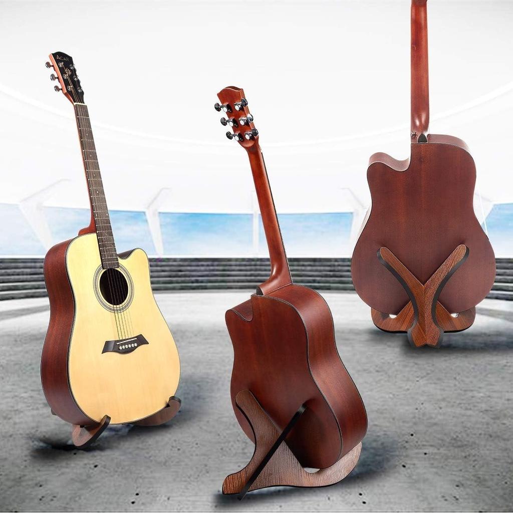 X-Type Wooden Guitar Stand, Thick Plywood with Soft Leather Edges, for Acoustic, Classical, and Bass Guitars