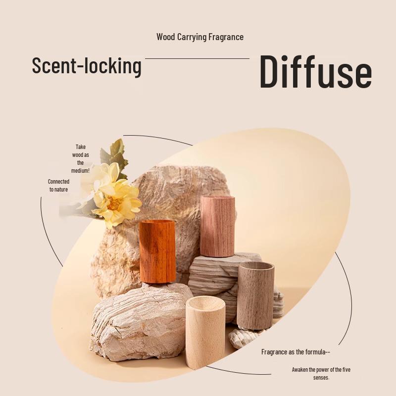 Natural Wood Aromatherapy Diffuser and Air Freshener - Indoor Ornament for Essential Oil and Car Use