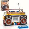 554pcs Retro Radio Building Block Toy|Creative Home Decorative Ornaments,Festival Party Assemblable Decorative Ornaments Gift,Mixed Color,ABS Material