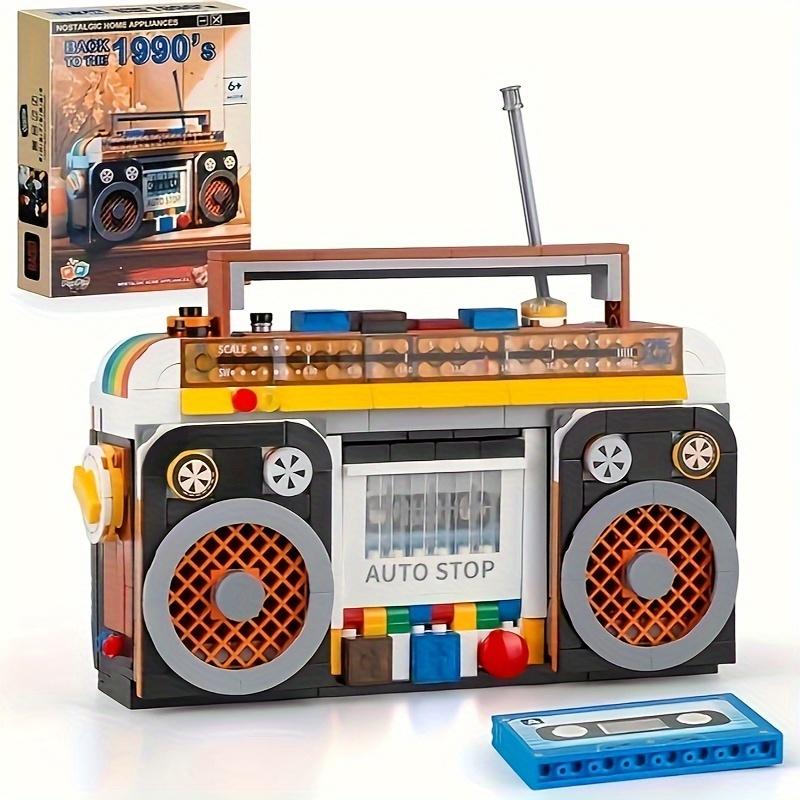 554pcs Retro Radio Building Block Toy|Creative Home Decorative Ornaments,Festival Party Assemblable Decorative Ornaments Gift,Mixed Color,ABS Material